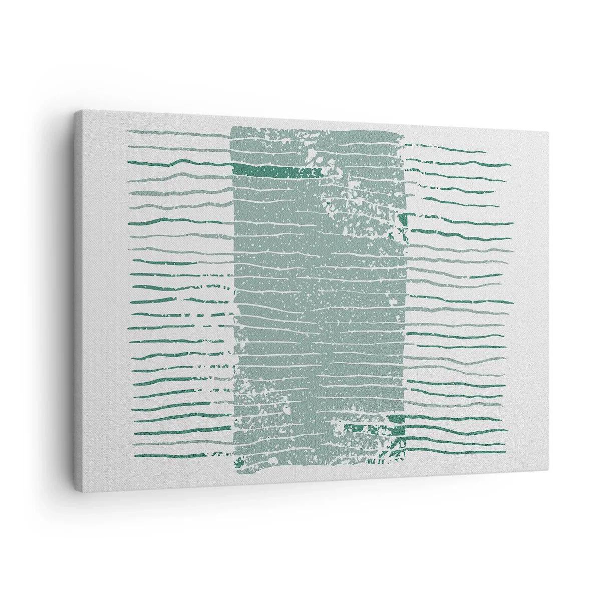 Quadro em tela - Padrão geométrico em tons de verde-mar e branco - 70x50cm - Abstração marinha - Decoração de parede moderna para a sala de estar e quarto ARTTOR
