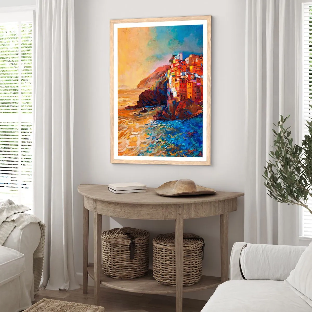 Pôster com moldura de carvalho claro - Vibrações italianas - 50x70 cm