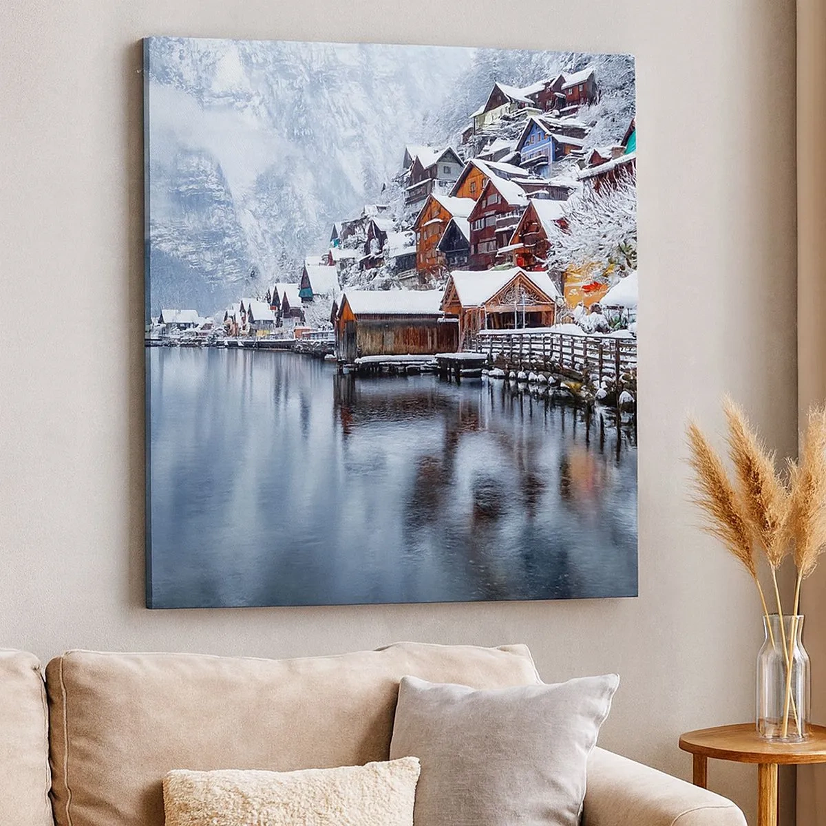 Quadro em tela - Na decoração de inverno - 30x30 cm