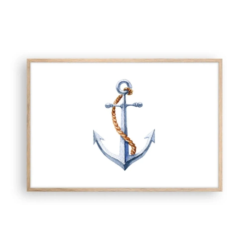 Pôster com moldura de carvalho claro - Ahoy aventura! - 91x61 cm