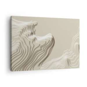 Quadro em tela - Um padrão abstrato em tons de bege com efeito linear. - 70x50cm - Topografia da arte - Decoração de parede moderna para a sala de estar e quarto ARTTOR