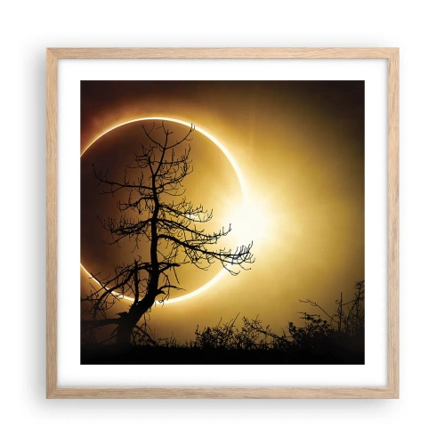 Pôster com moldura de carvalho claro - Eclipse total - 50x50 cm