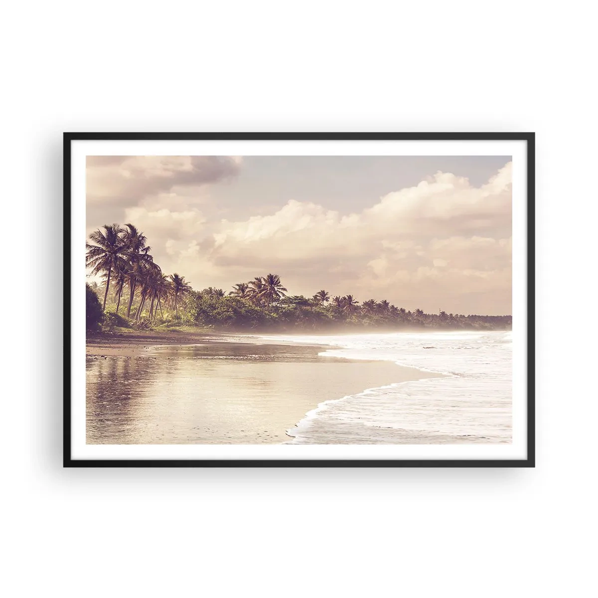 Pôster com moldura preta - Carícia das ondas - 100x70 cm