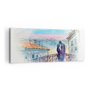Quadro em tela - Amantes parisienses - 120x50 cm