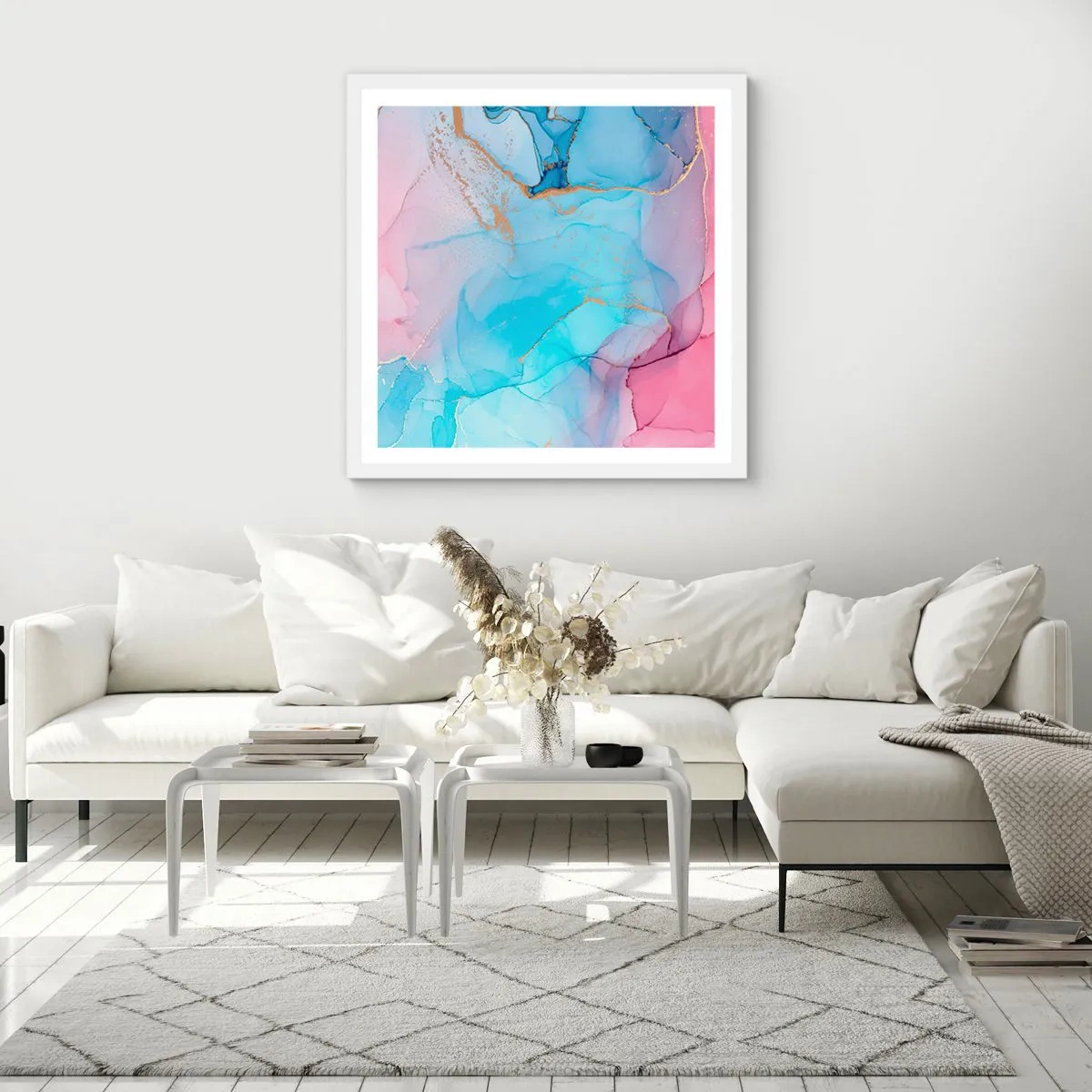 Pôster em moldura branca - Encontro e difusão - 60x60 cm