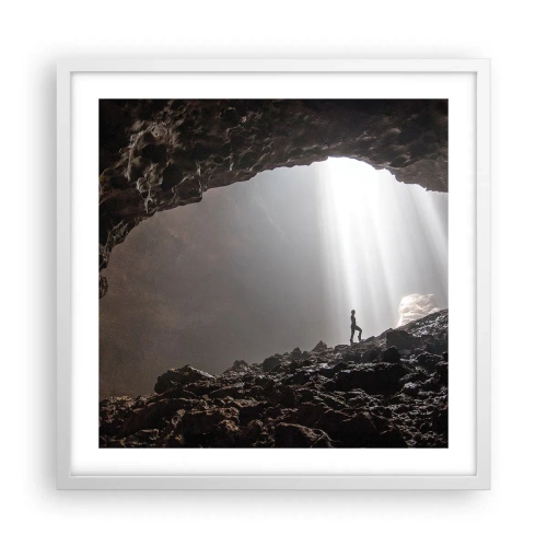 Pôster em moldura branca - Gruta luminosa - 50x50 cm