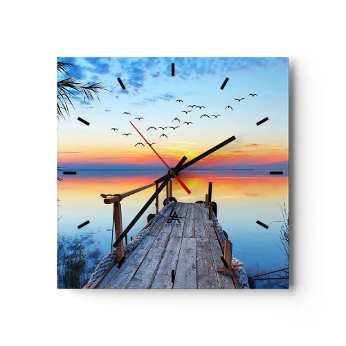 Relógio de parede - Relógio em vidro - É hora de voltar... - 40x40 cm