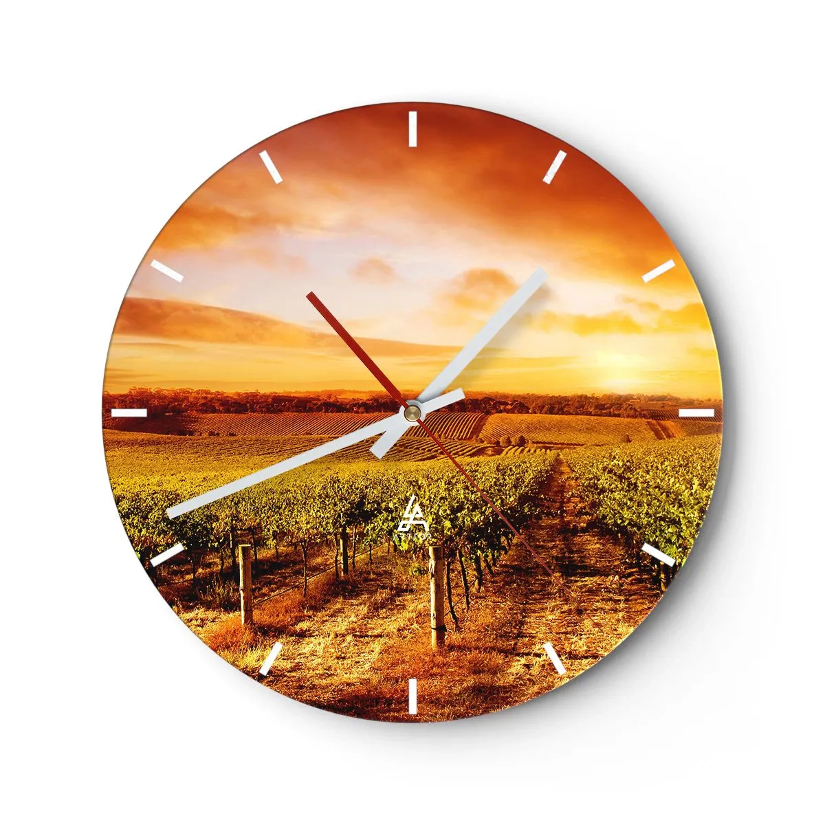 Relógio de parede - Relógio em vidro - Delicadamente frutado com um toque de sol - 40x40 cm