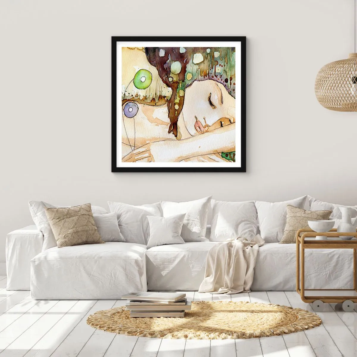 Pôster com moldura preta - Um sonho Violeta Esmeralda - 60x60 cm