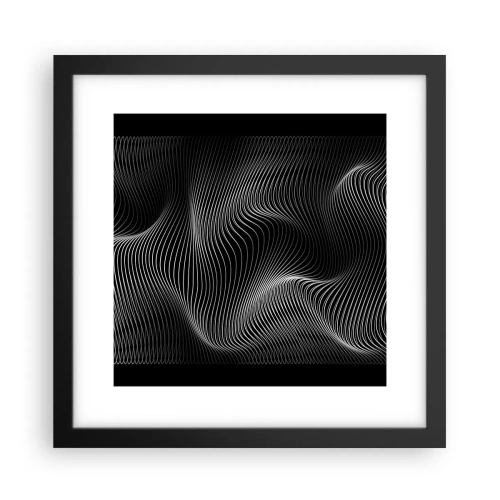 Pôster com moldura preta - Dança de luz no espaço - 30x30 cm