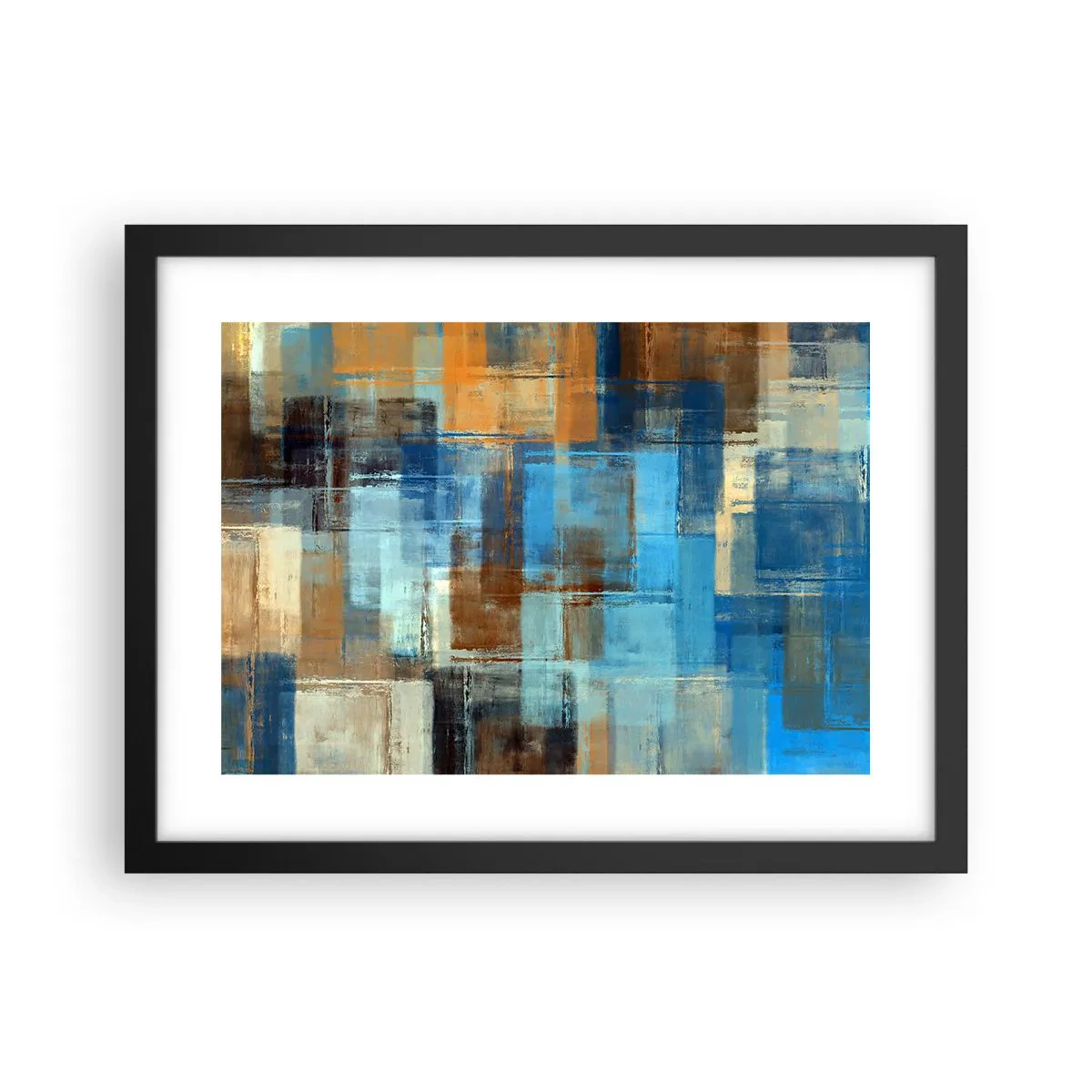 Pôster com moldura preta - Através da cortina azul - 40x30 cm