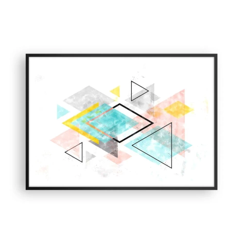 Pôster com moldura preta - Jogo geométrico - 100x70 cm