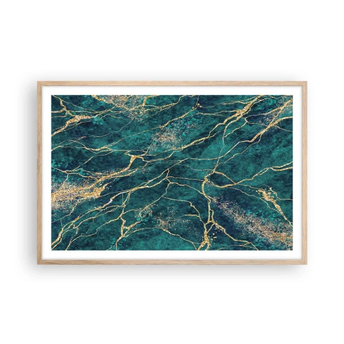 Pôster com moldura de carvalho claro - Veia dourada - 91x61 cm