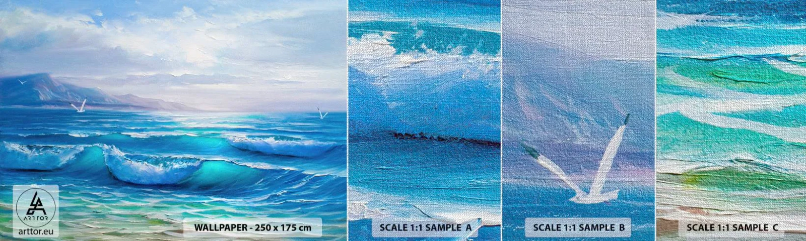 Amostra de papel de parede Premium Canvas - Conforta e consola - Abstração, Mar, Gráficos - 100x30 cm