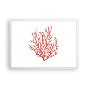 Pôster em moldura branca - Filigrana coral - 70x50 cm