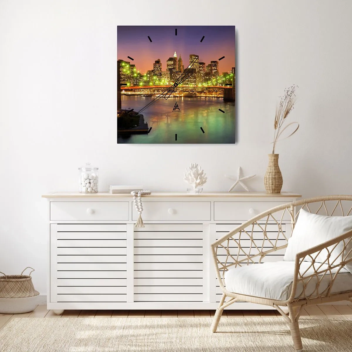 Relógio de parede - Relógio em vidro - Aqui a luz nunca se apaga - 40x40 cm