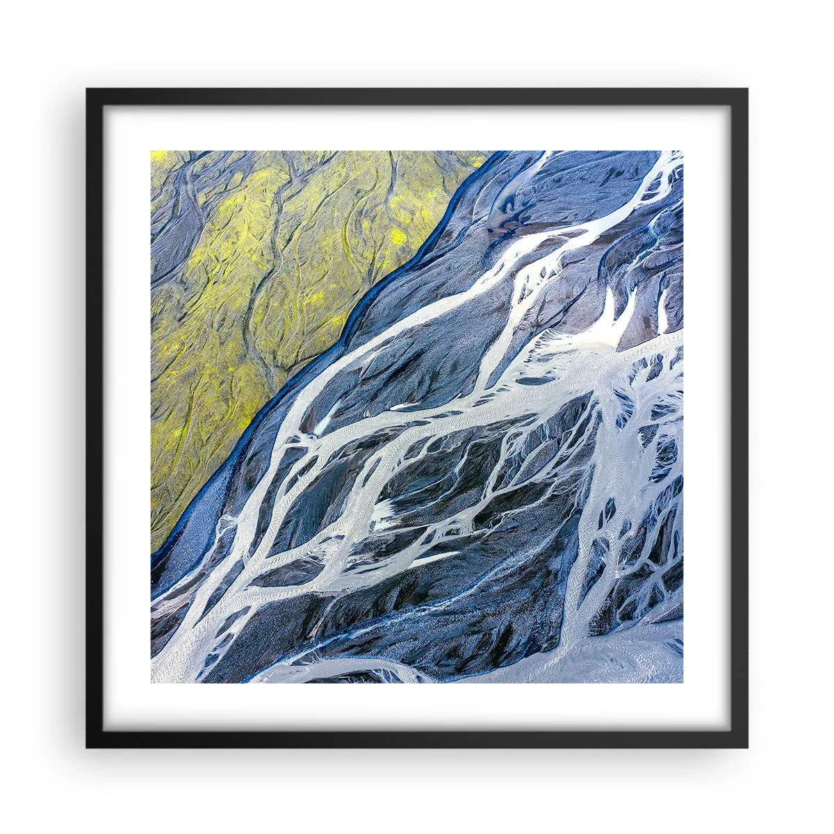 Pôster com moldura preta - Pinturas rupestres da natureza - 50x50 cm