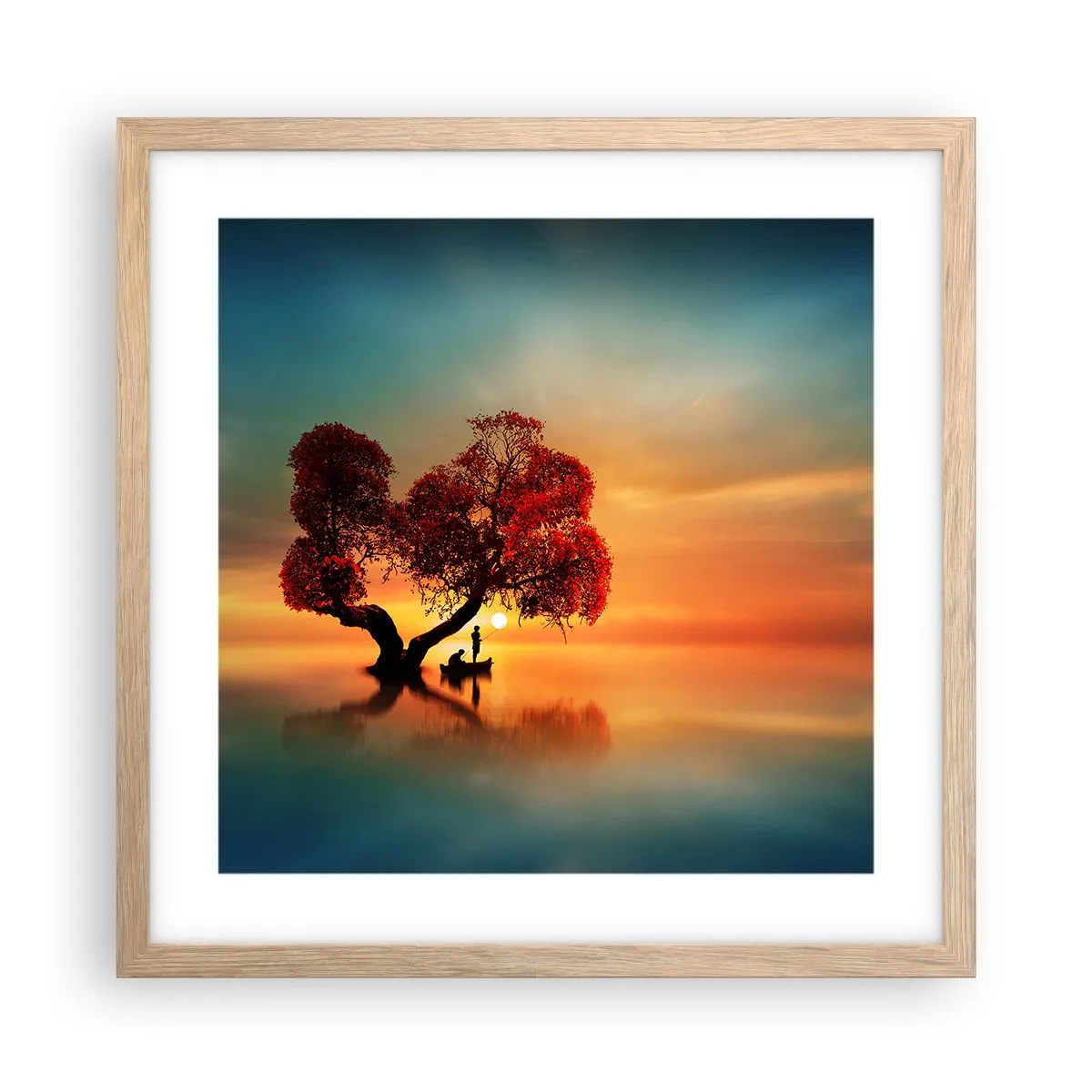 Pôster com moldura de carvalho claro - A distância e o silêncio do mundo - 40x40 cm