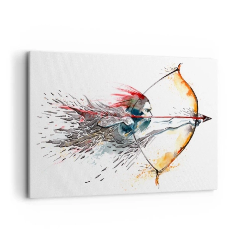 Quadro em tela - Guerreiro mítico com um arco de fogo - 120x80 cm