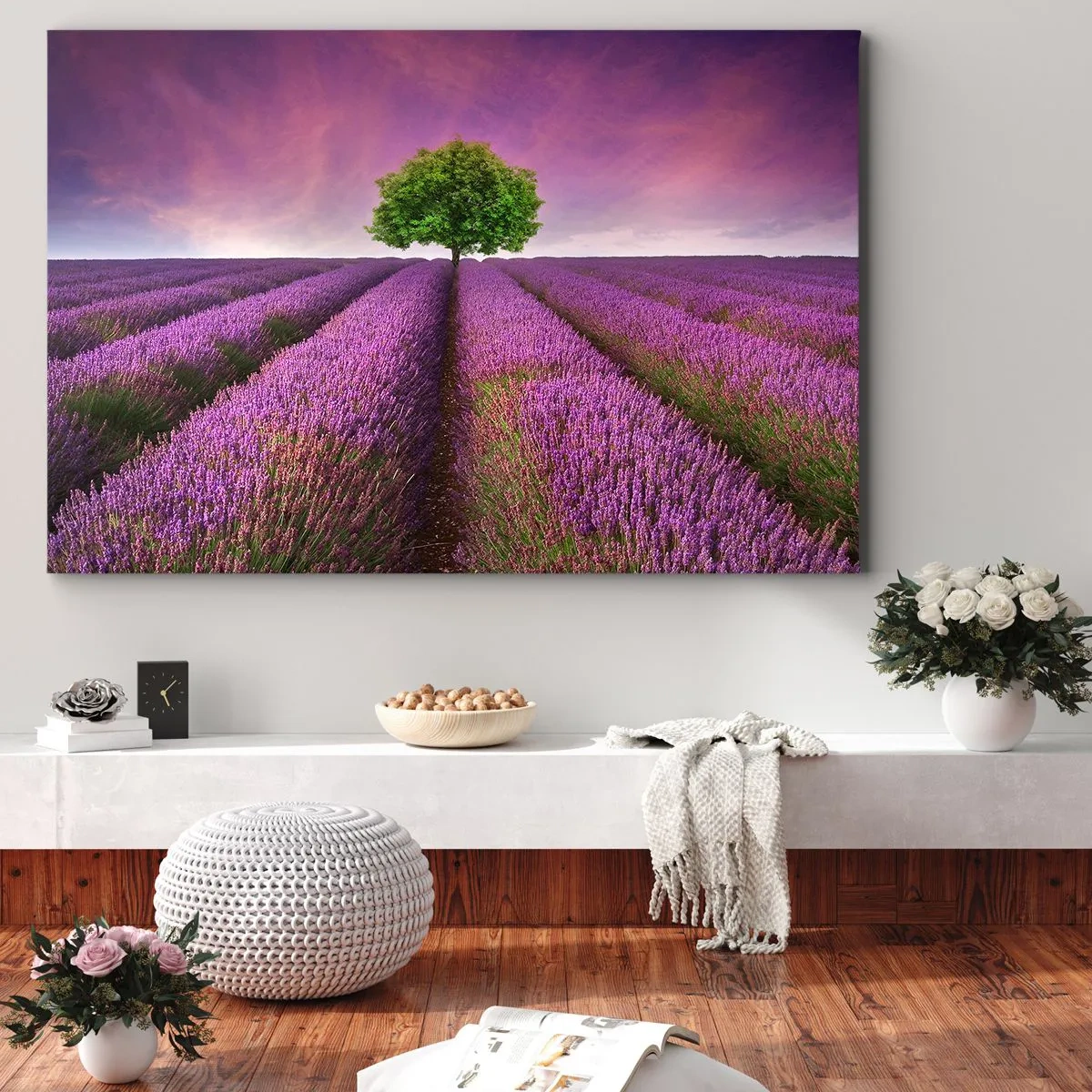 Quadro em tela - Nos campos de lavanda - 120x80 cm