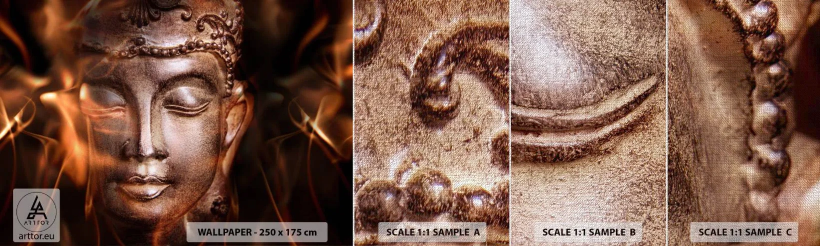 Amostra de papel de parede Premium Canvas - Só existe o aqui e agora - Buda, Religião, Ásia - 100x30 cm