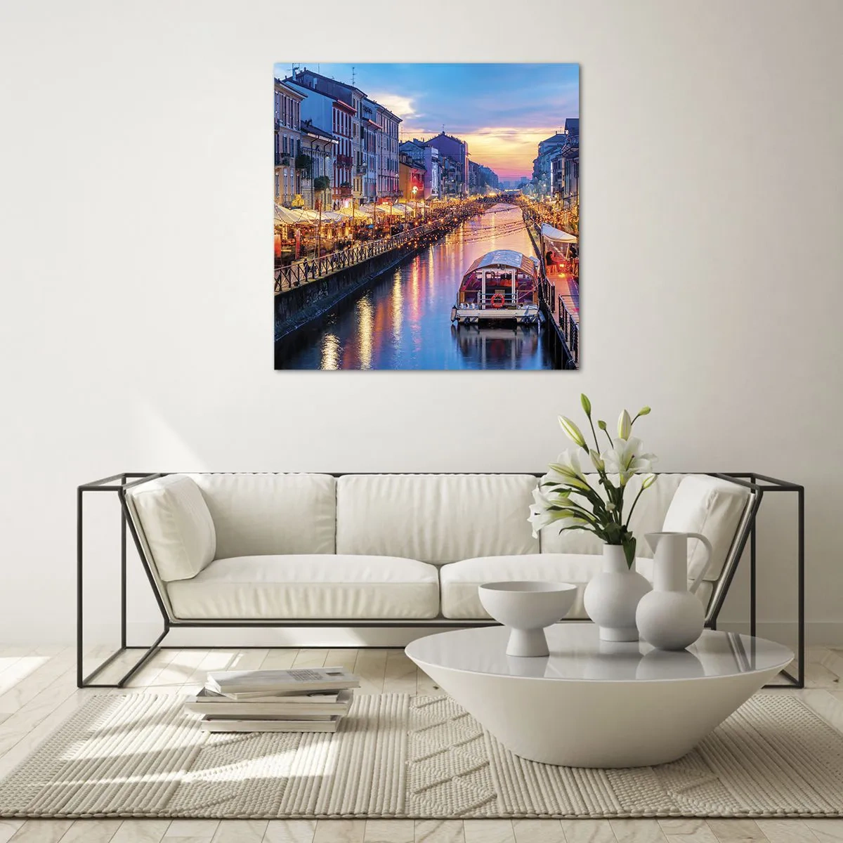 Quadro em vidro - Uma noite de luz e diversão - 70x70 cm