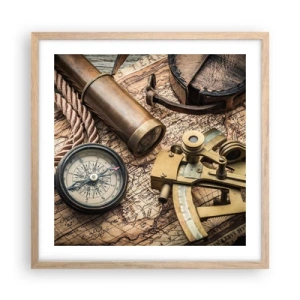 Pôster com moldura de carvalho claro - Definir um rumo - 50x50 cm