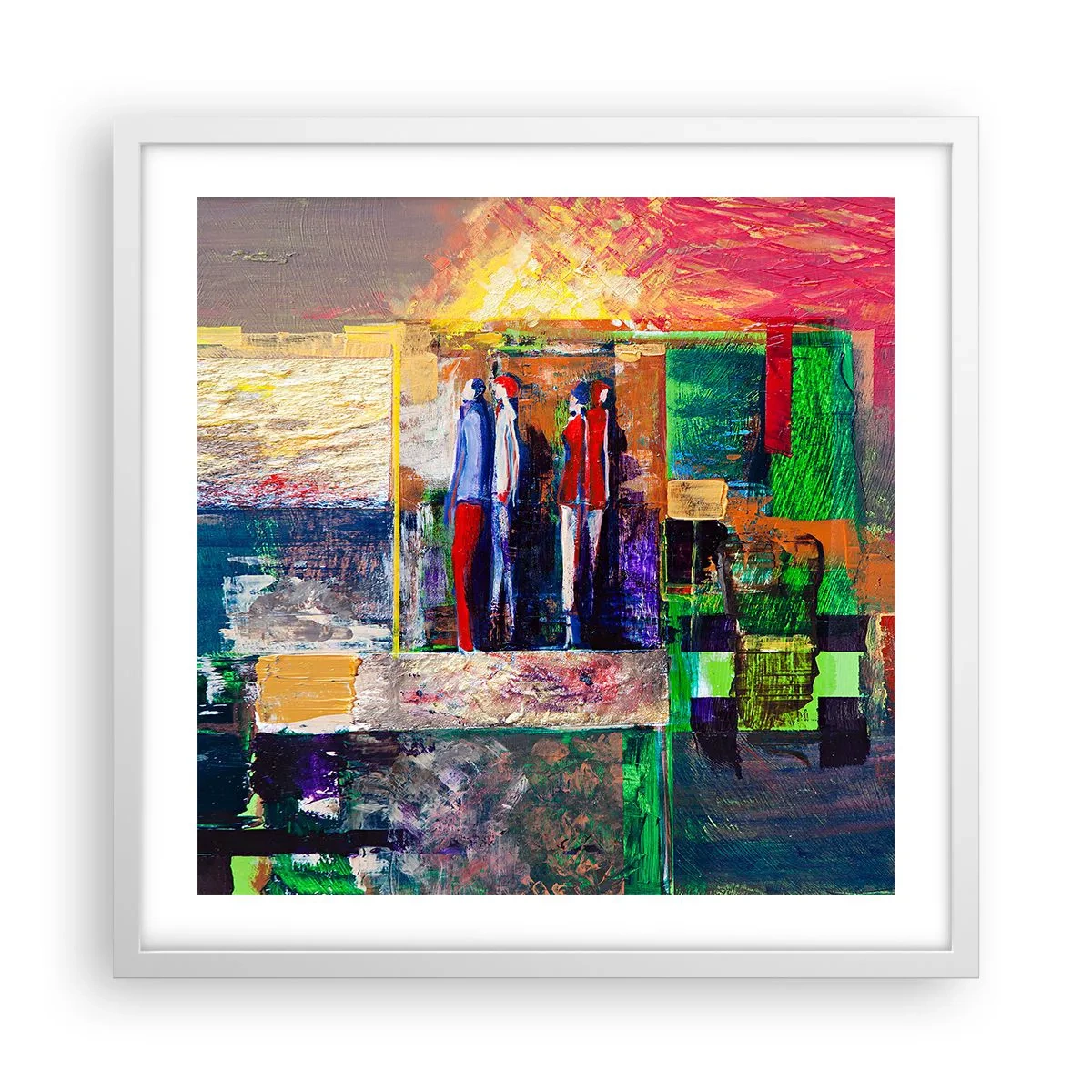 Pôster em moldura branca - Relacionamentos e emoções - 50x50 cm