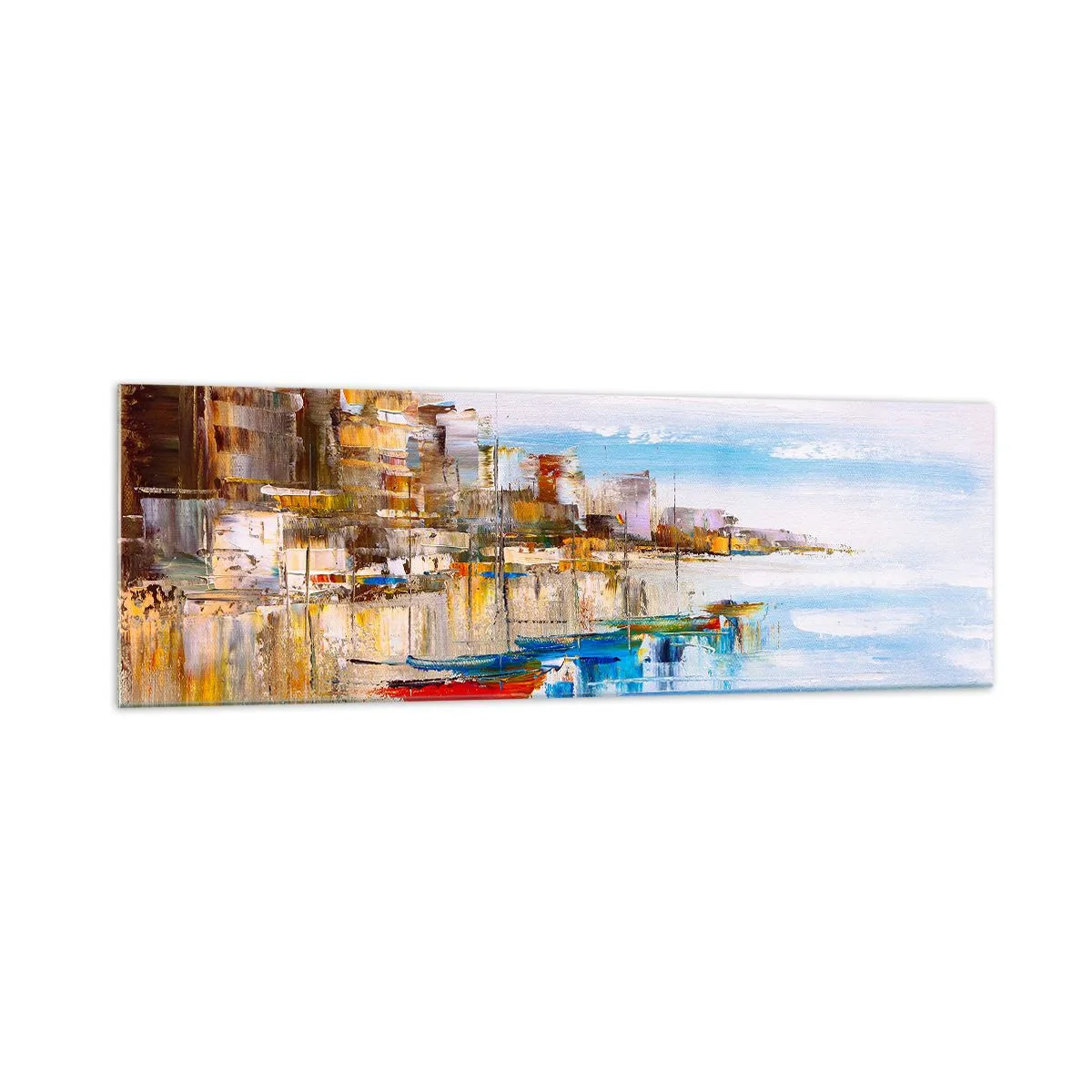 Quadro em vidro - Um refúgio urbano multicolorido - 160x50 cm