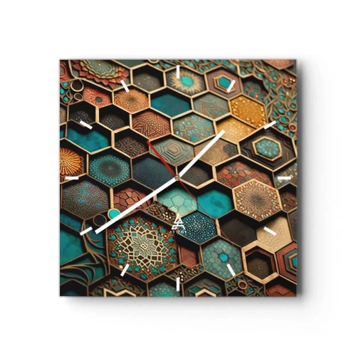 Relógio de parede - Relógio em vidro - Ornamentos árabes – variação - 30x30 cm