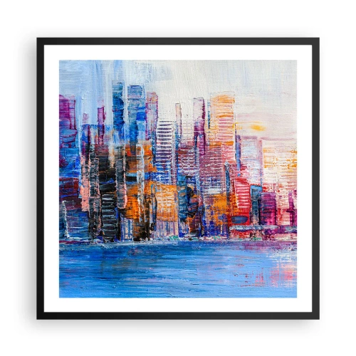 Pôster com moldura preta - Metrópole alegre - 60x60 cm