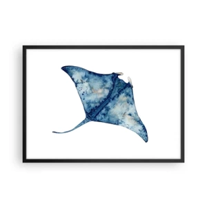 Pôster com moldura preta - A vida em azul - 70x50 cm