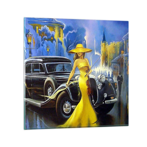 Quadro em vidro - Música instrumental com violino e amor - 30x30 cm