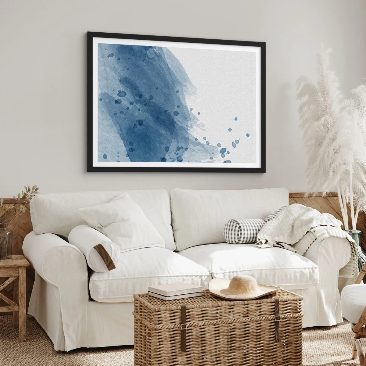 Pôster com moldura preta - Tule azul - 70x50 cm