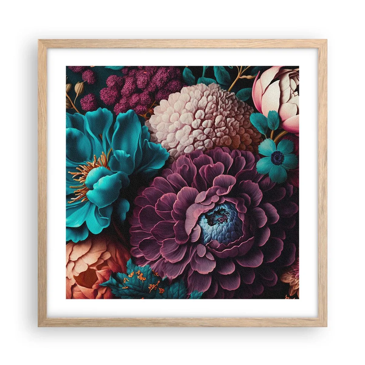 Pôster com moldura de carvalho claro - Natureza em abundância - 50x50 cm