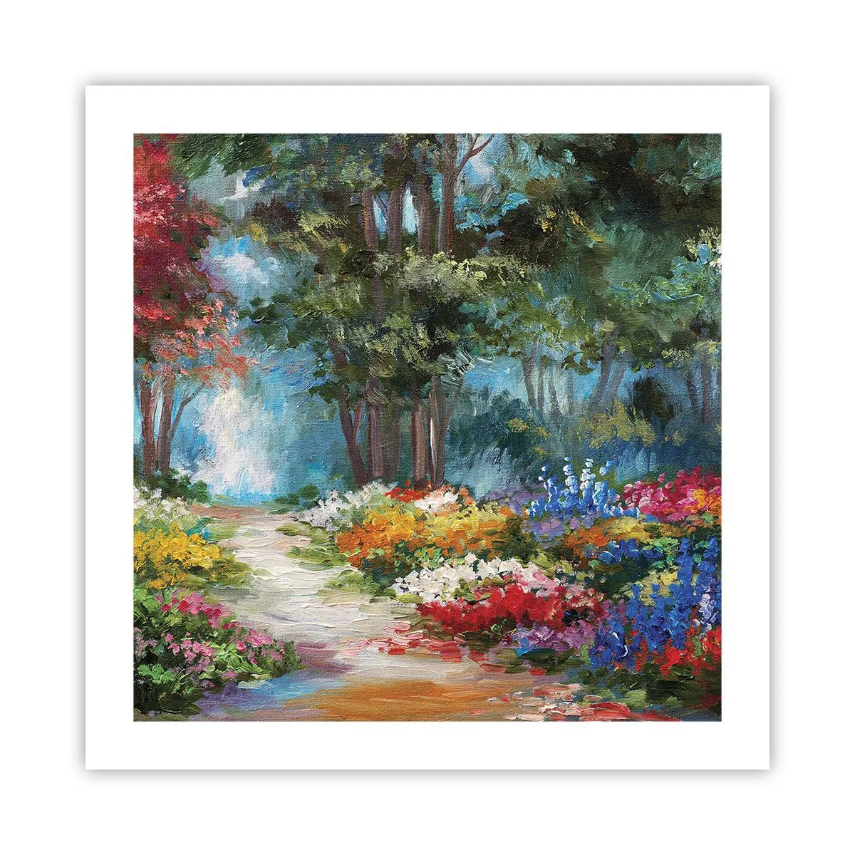 Pôster - Jardim florestal, floresta florida - 50x50 cm