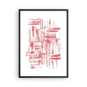 Pôster com moldura preta - Linhas geométricas vermelhas em um fundo branco - 50x70cm - Cidade Vermelha - Decoração de parede moderna para a sala de estar e quarto ARTTOR