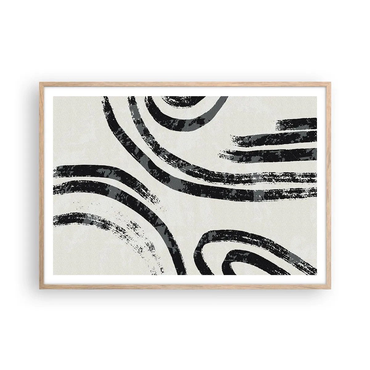 Pôster com moldura de carvalho claro - Meio parado - 100x70 cm