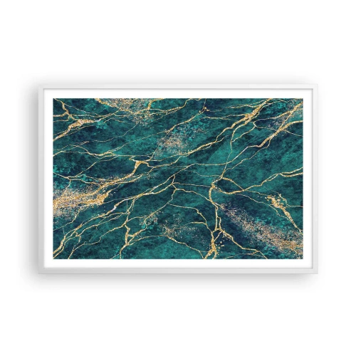 Pôster em moldura branca - Veia dourada - 91x61 cm