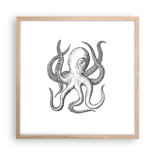 Pôster com moldura de carvalho claro - Dançando com as ondas - 50x50 cm