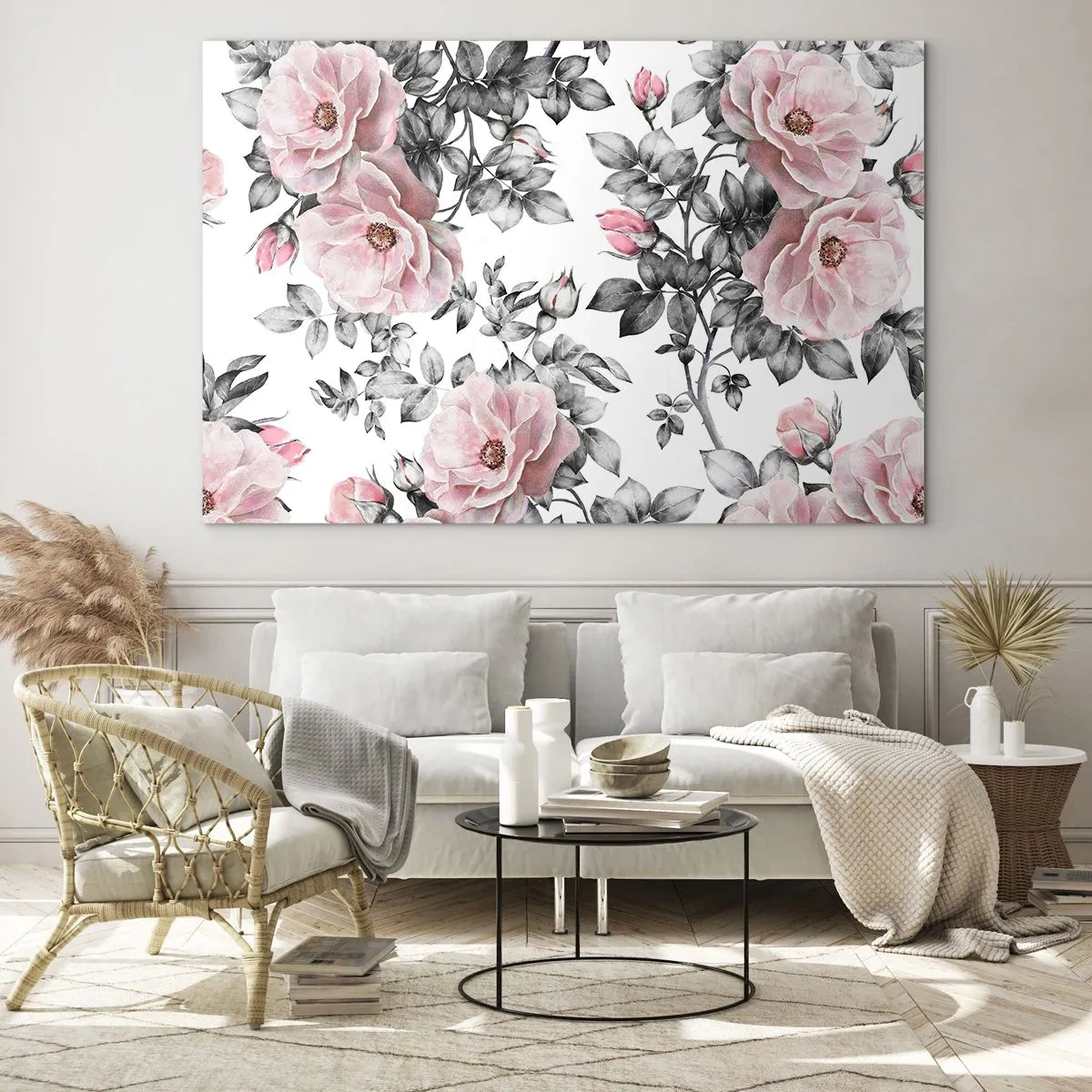 Quadro em vidro - Perder-se nas rosas - 120x80 cm