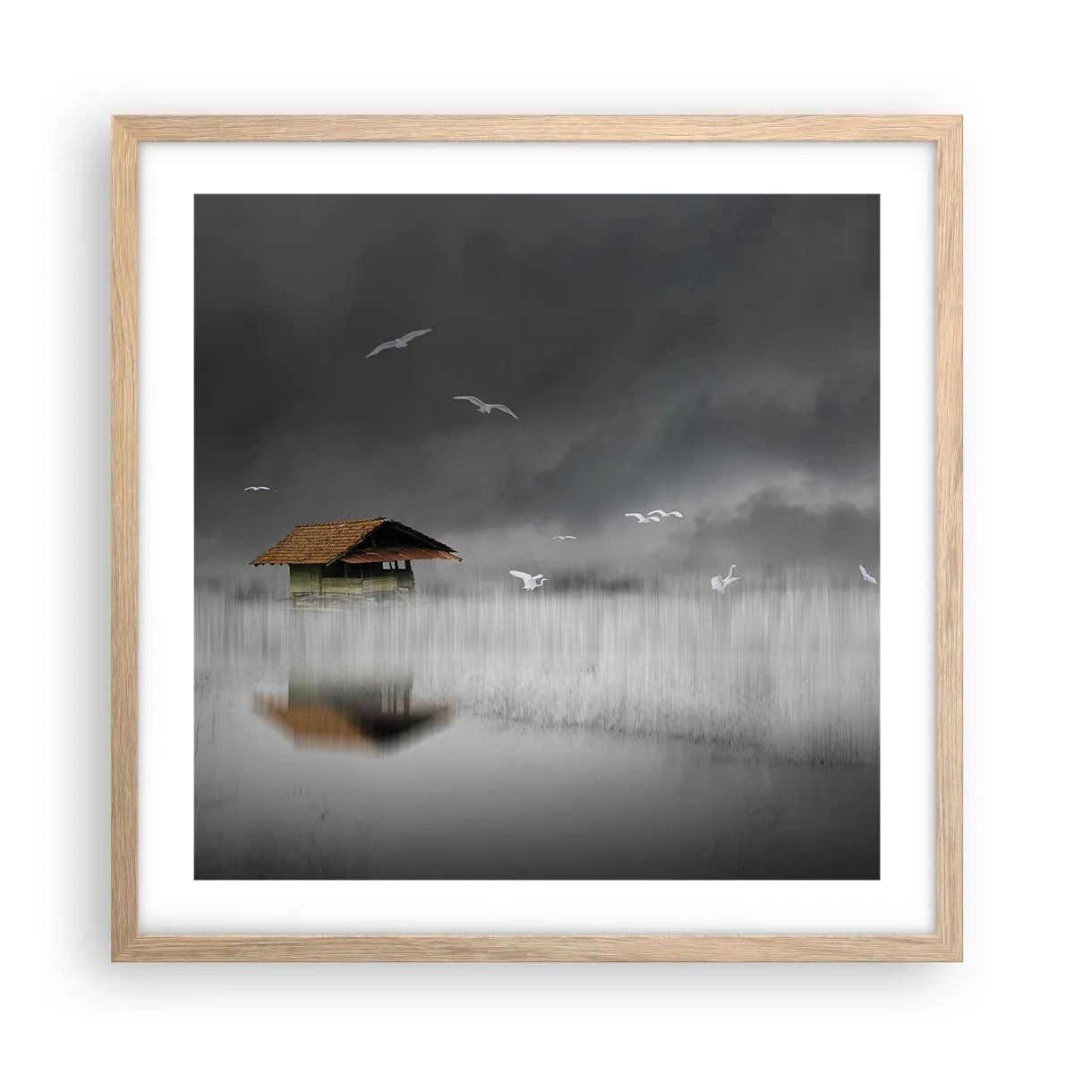 Pôster com moldura de carvalho claro - Abrigo da chuva - 50x50 cm