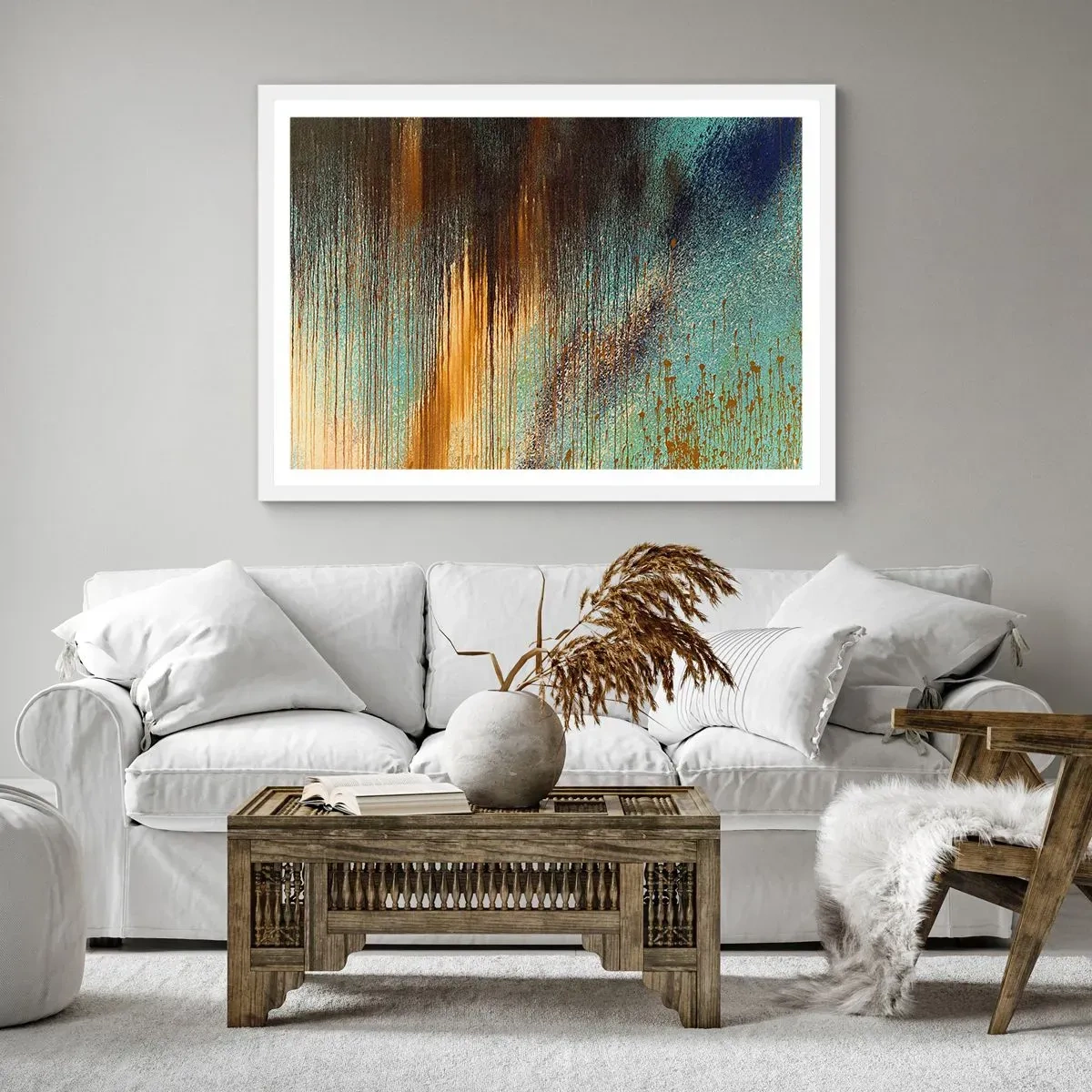 Pôster em moldura branca - Uma composição colorida não acidental - 100x70 cm