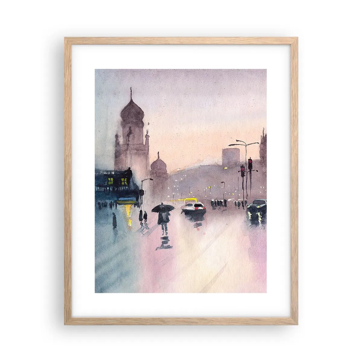 Pôster com moldura de carvalho claro - Na névoa chuvosa - 40x50 cm