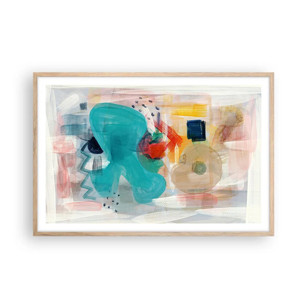 Pôster com moldura de carvalho claro - Jogo colorido - 91x61 cm