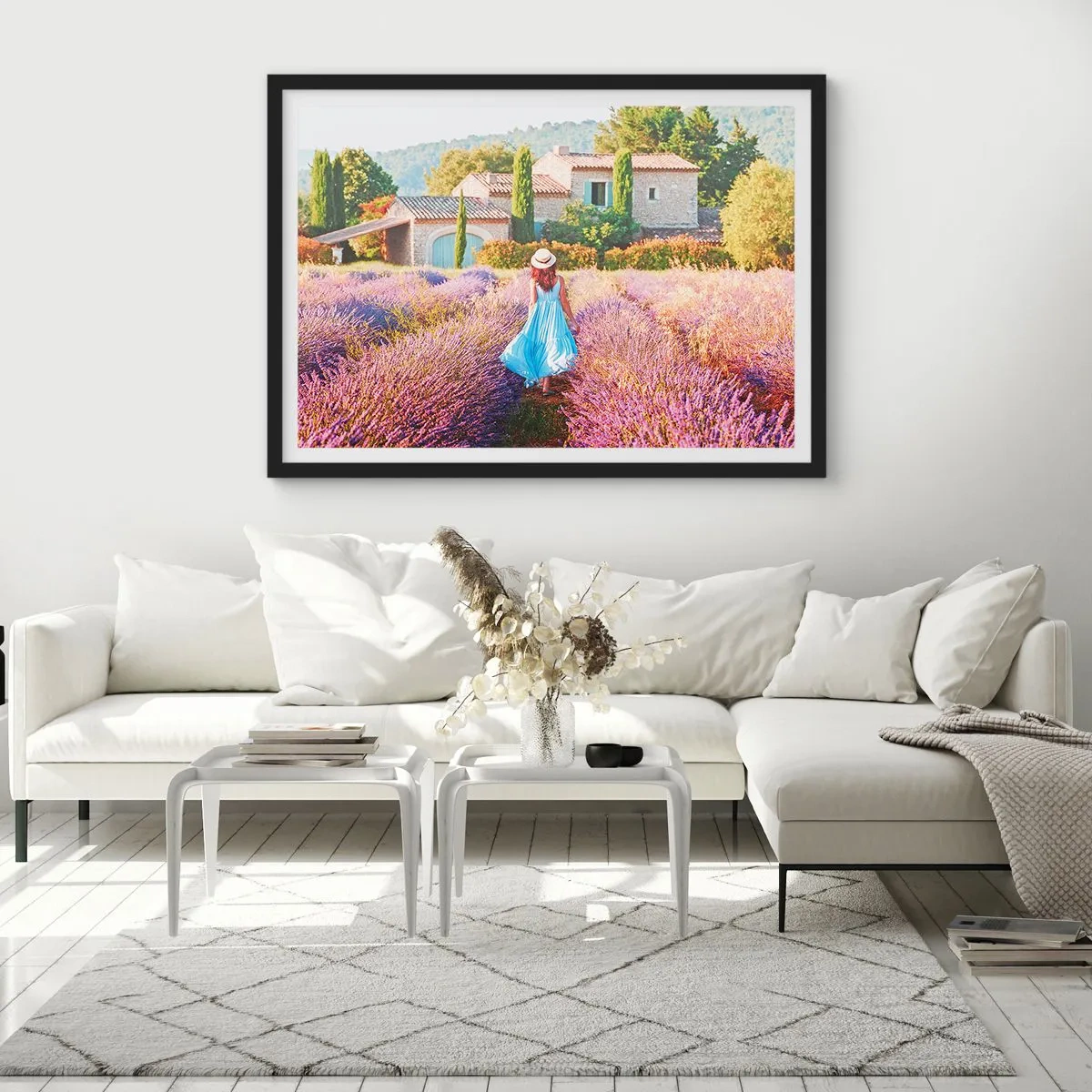 Pôster com moldura preta - Menina Lavanda - 50x40 cm