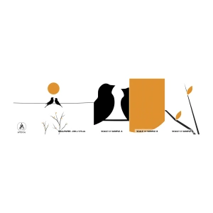 Amostra de Papel de Parede Standard Eco - A noite dos rouxinóis - Abstração, Pássaros, Gráficos - 100x30 cm