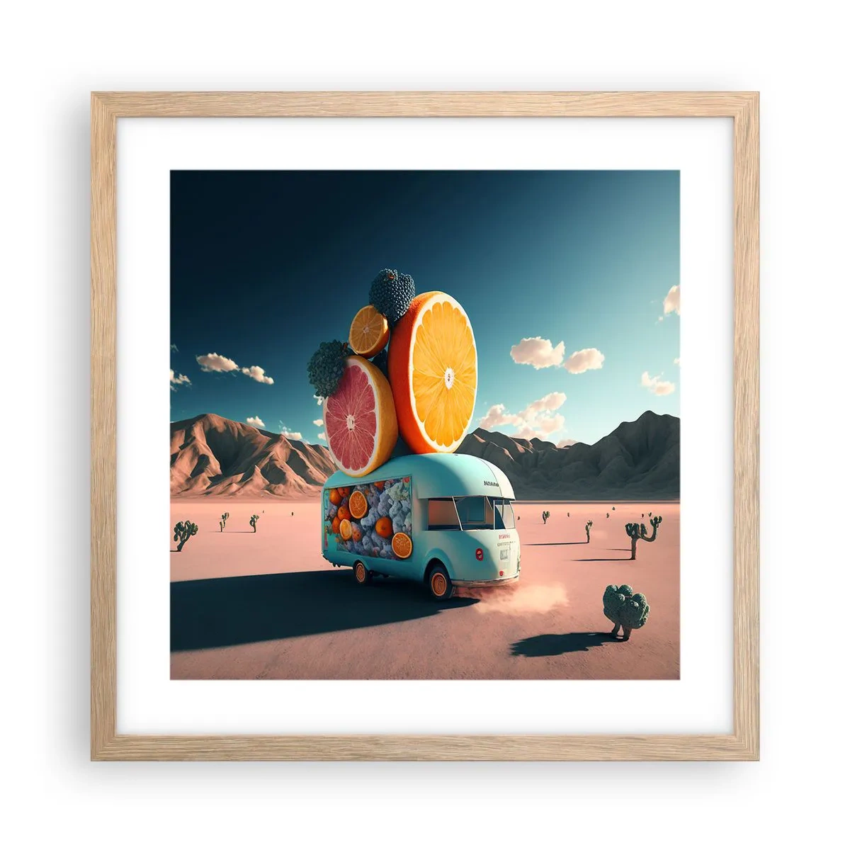 Pôster com moldura de carvalho claro - O sabor das férias - 40x40 cm