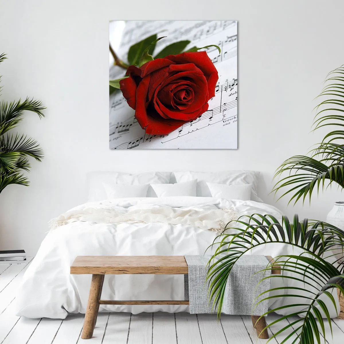 Quadro em tela - Música de sentimentos em escarlate - 60x60 cm