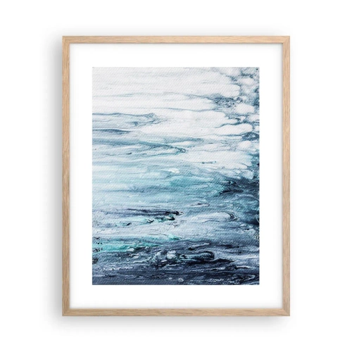 Pôster com moldura de carvalho claro - Estalactites em azul - 40x50 cm